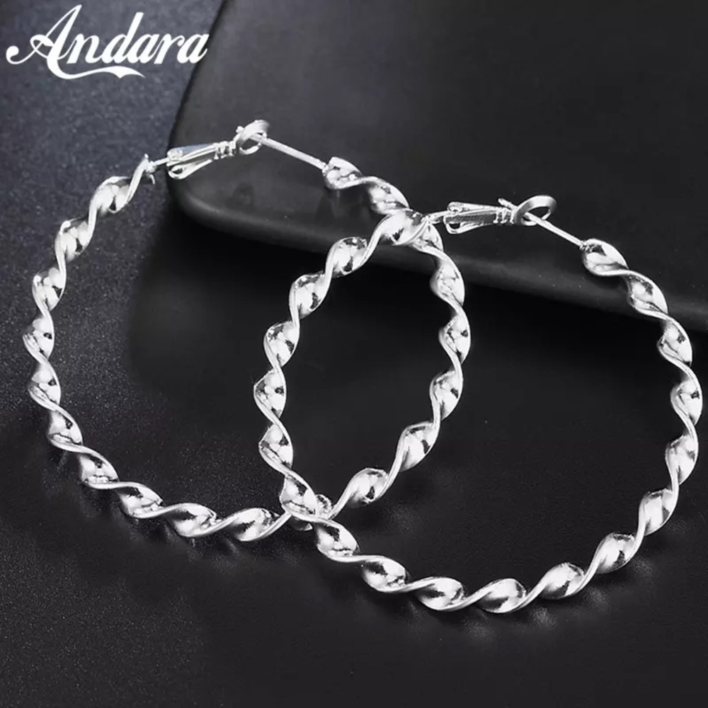 NewStyle 925 Sterling Silver Earrings Twisted Line - Picture 6 of 6